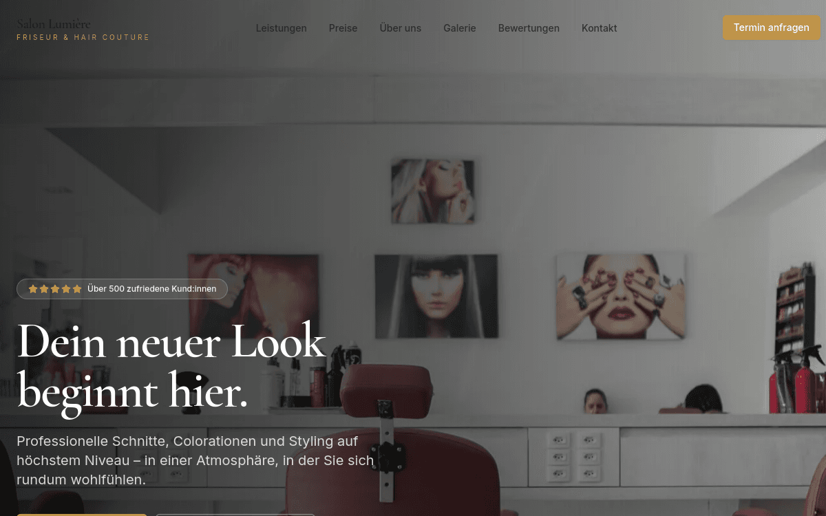 Vorschau der Webseite von Salon Lumière